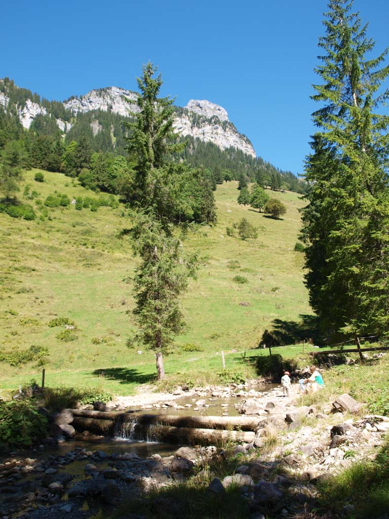 Picknicken in de Zwitserse bergen nabij Interlaken.