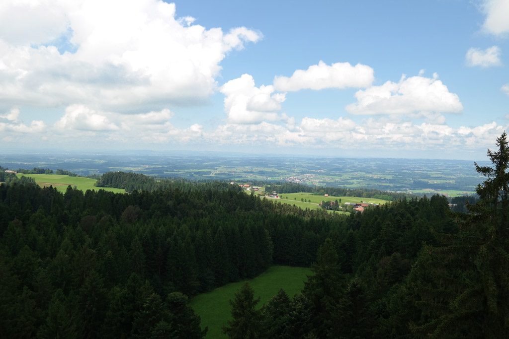 Prachtig uitzicht vanaf het boomkroonpad op de Bodensee en de bergen.