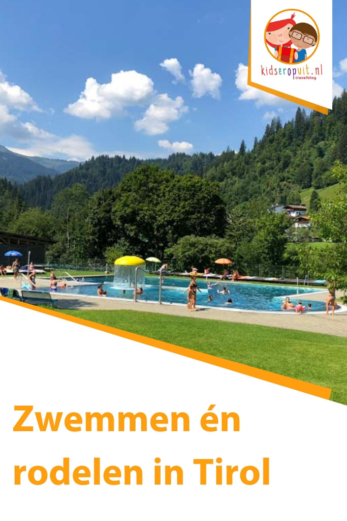 Zwemmen en rodelen bij Salvenaland in Tirol.